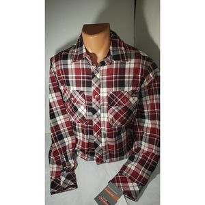 Dickies Men's Work Shirt Woven M Red White Black Plaid Classic Fit Cotton New